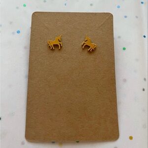Unicorn Gold Plated Stud Earrings